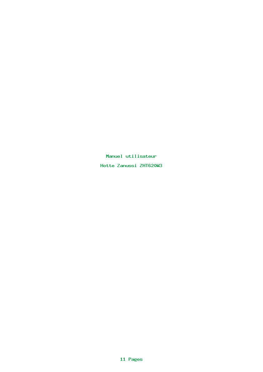Page 1 de la notice Manuel utilisateur Zanussi ZHT620W3