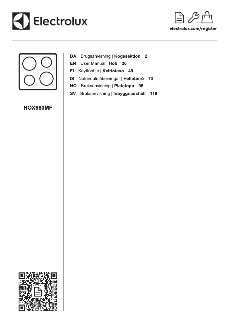Page 1 de la notice Manuel utilisateur Electrolux EH60KB6BF