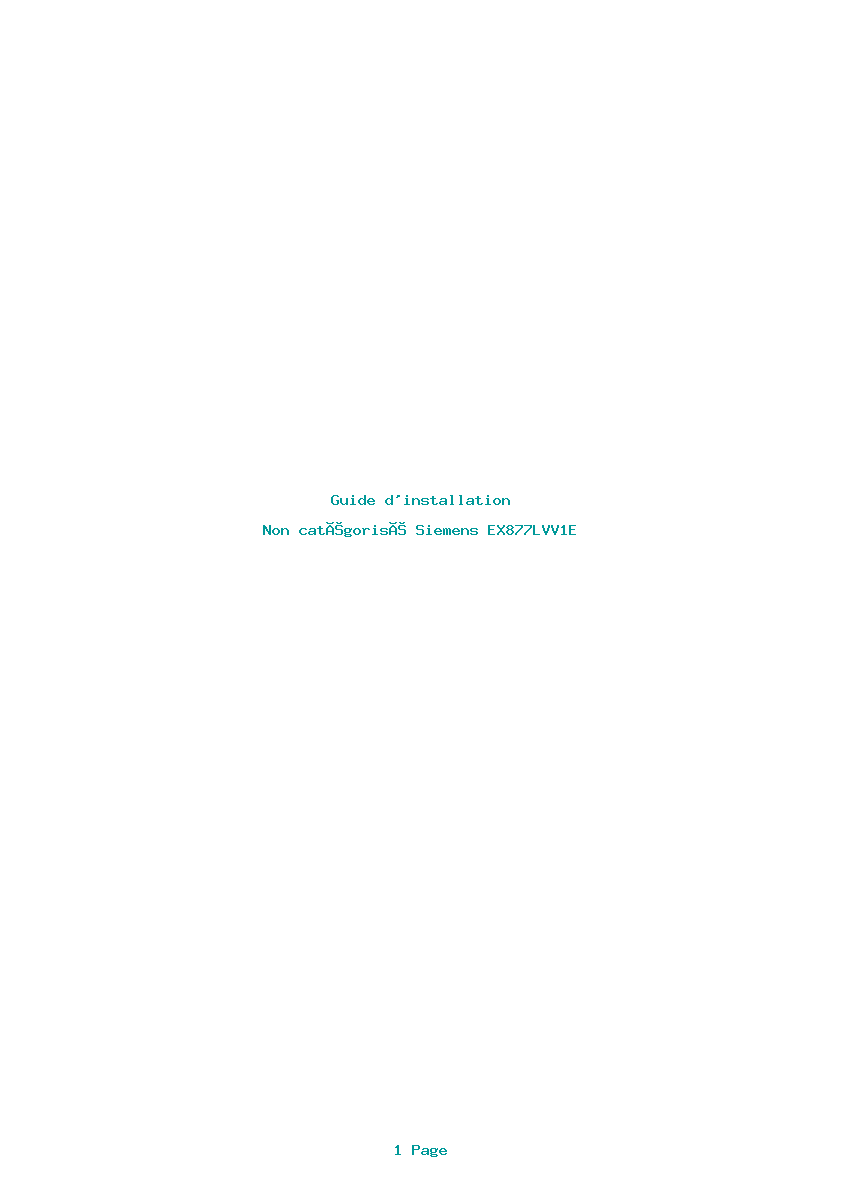 Page 1 de la notice Guide d'installation Siemens EX877LVV1E
