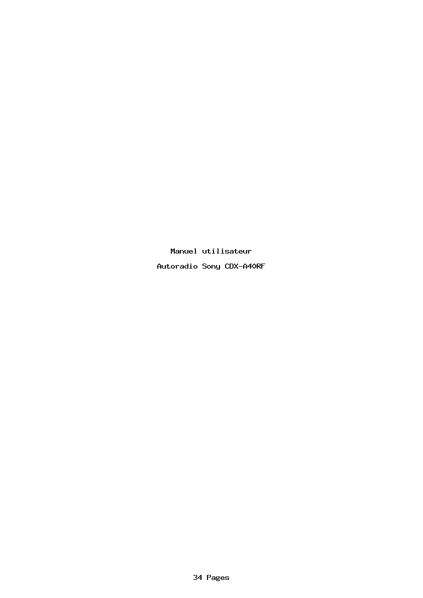 Page 1 de la notice Manuel utilisateur Sony CDX-A40RF