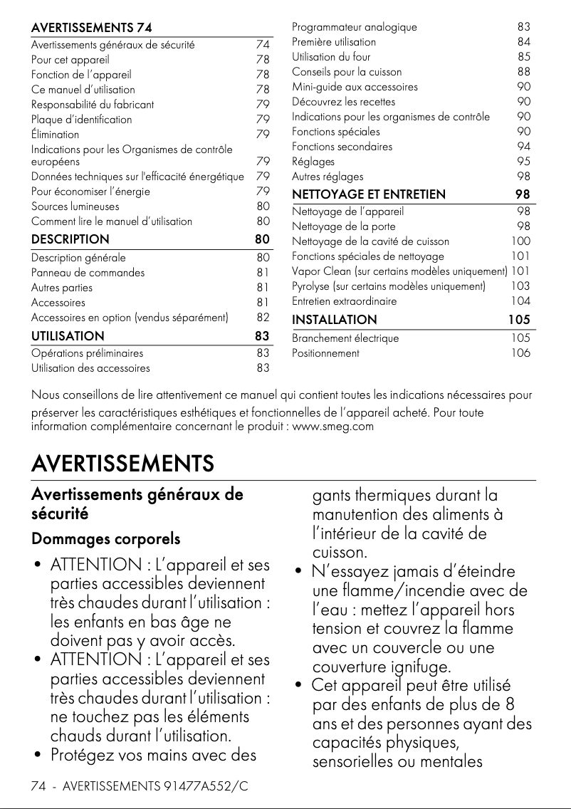 Página 1 del manual Manual de usuario Smeg SOP6102TB3