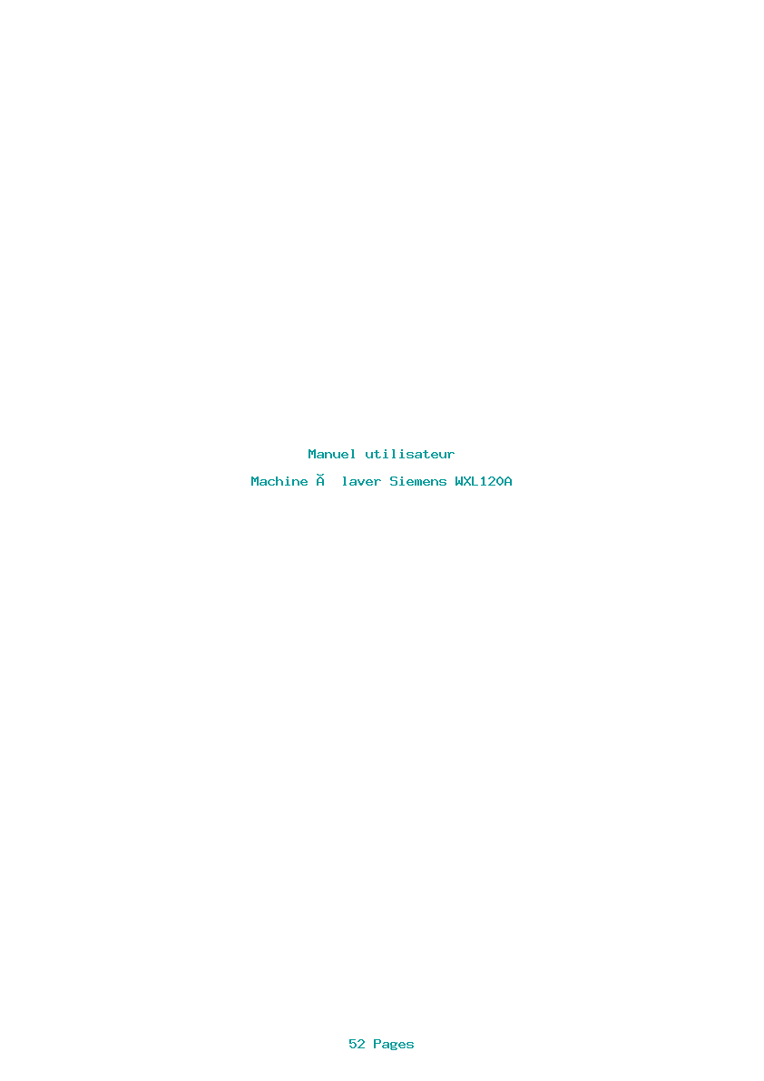 Page 1 de la notice Manuel utilisateur Siemens WXL120A