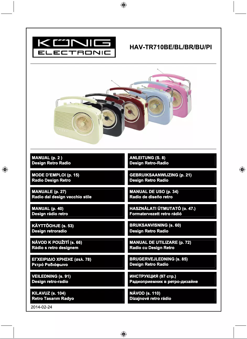 Page 1 de la notice Manuel utilisateur Konig HAV-TR710BE