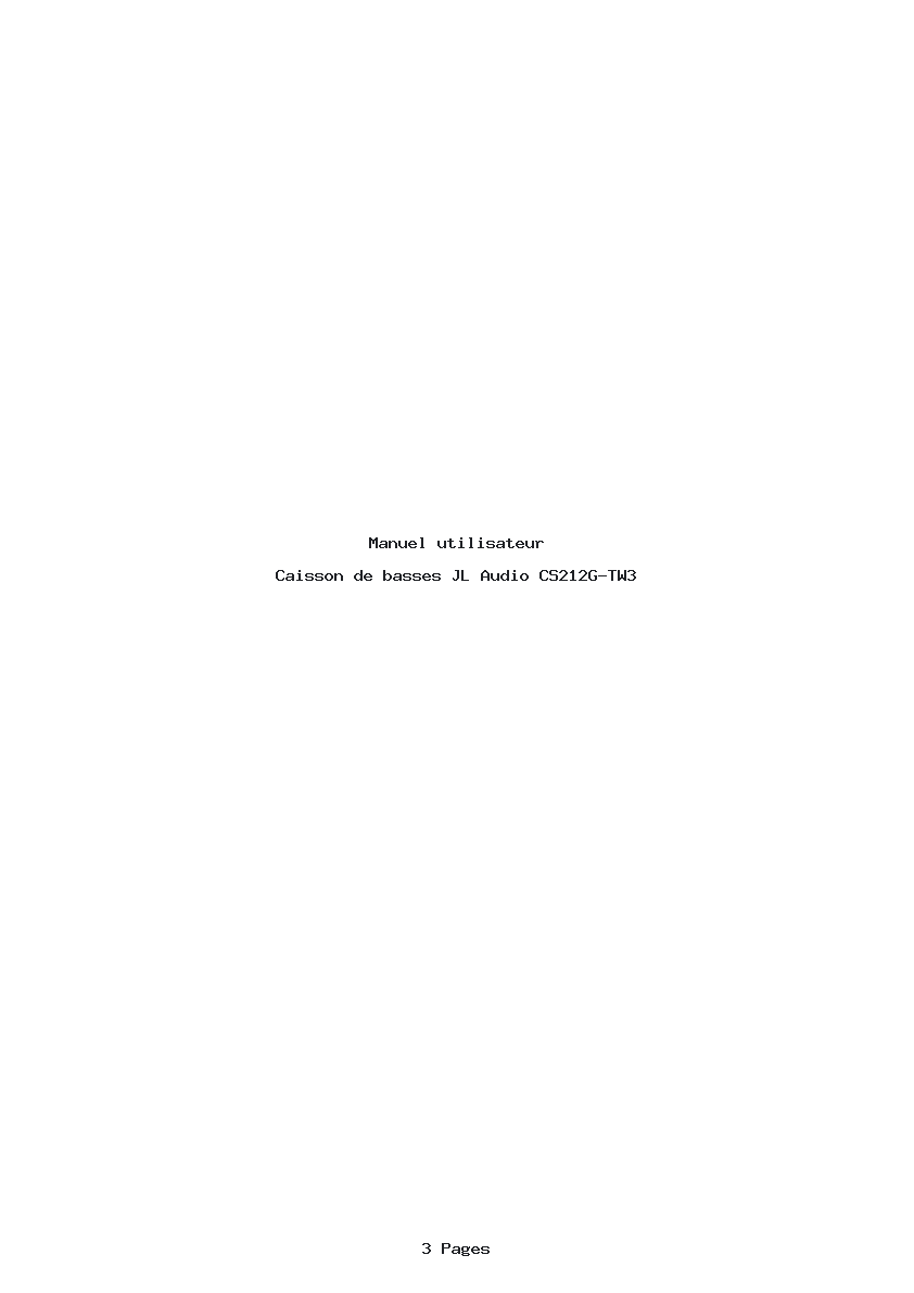 Page 1 de la notice Manuel utilisateur JL Audio CS212G-TW3