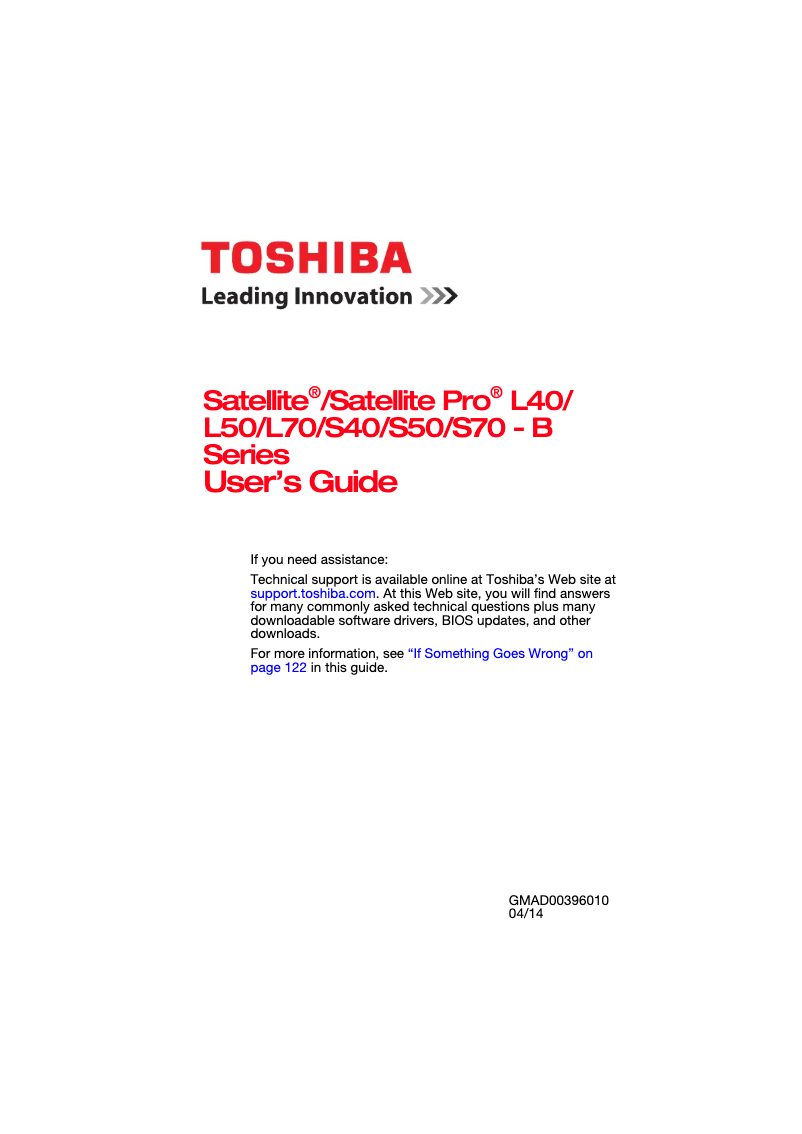 Page 1 de la notice Manuel utilisateur Toshiba Satellite L70
