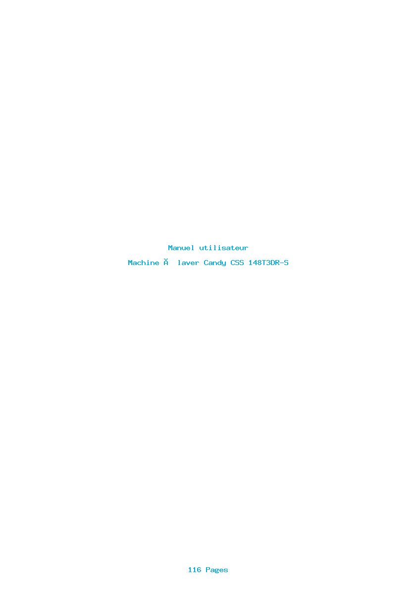 Page 1 de la notice Manuel utilisateur Candy CSS 148T3DR-S