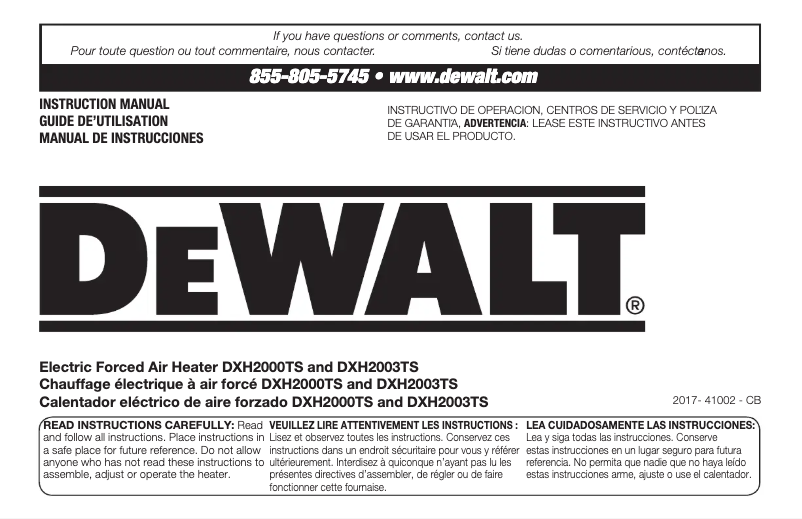 Page 1 de la notice Manuel utilisateur DeWalt DXH2003TS