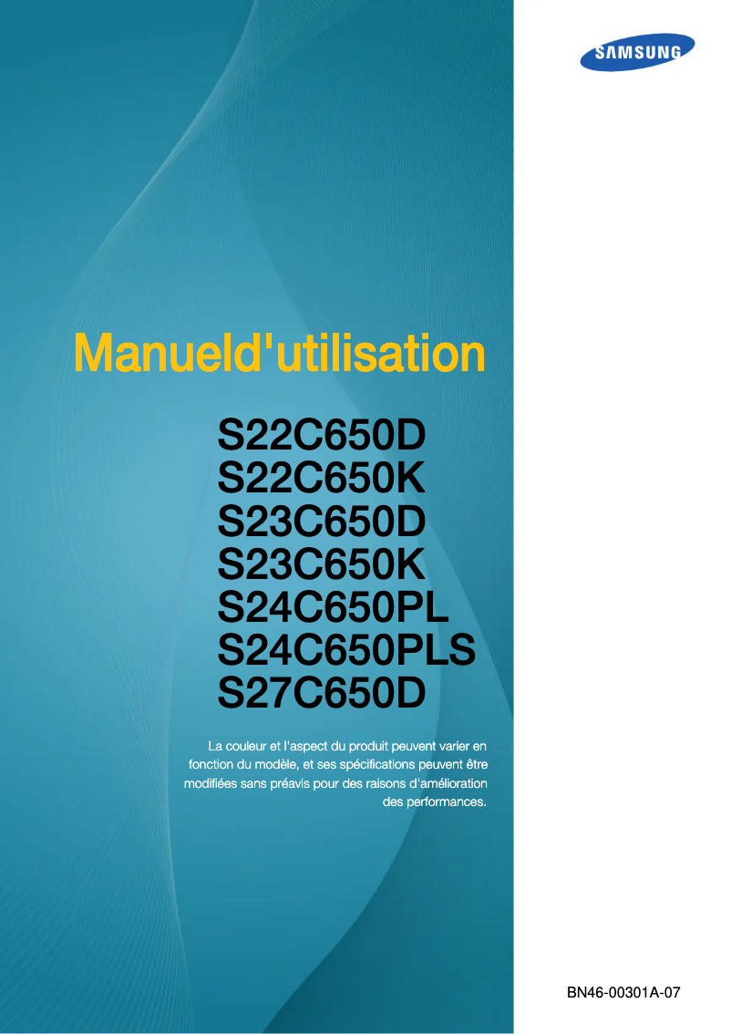 Page 1 de la notice Manuel utilisateur Samsung S23C650K