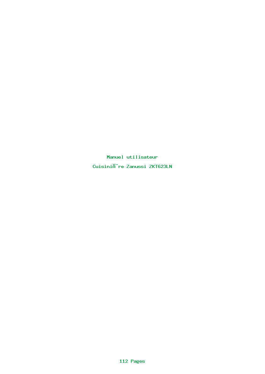Page 1 de la notice Manuel utilisateur Zanussi ZKT623LN