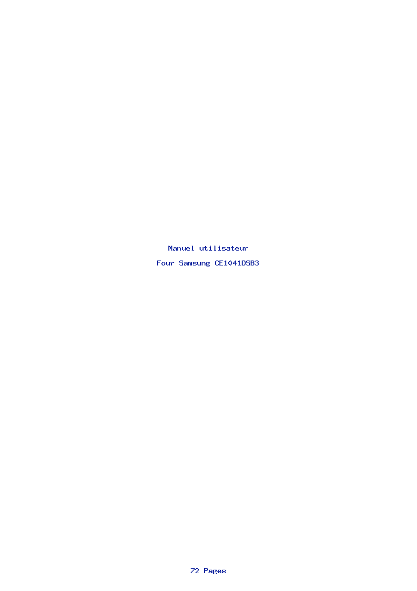 Page 1 de la notice Manuel utilisateur Samsung CE1041DSB3