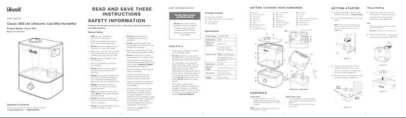 Page 1 de la notice Manuel utilisateur Levoit Classic 300