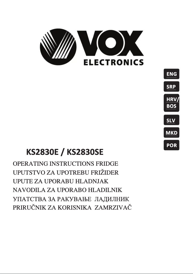 Página 1 del manual Manual de usuario VOX KS 2830 SE