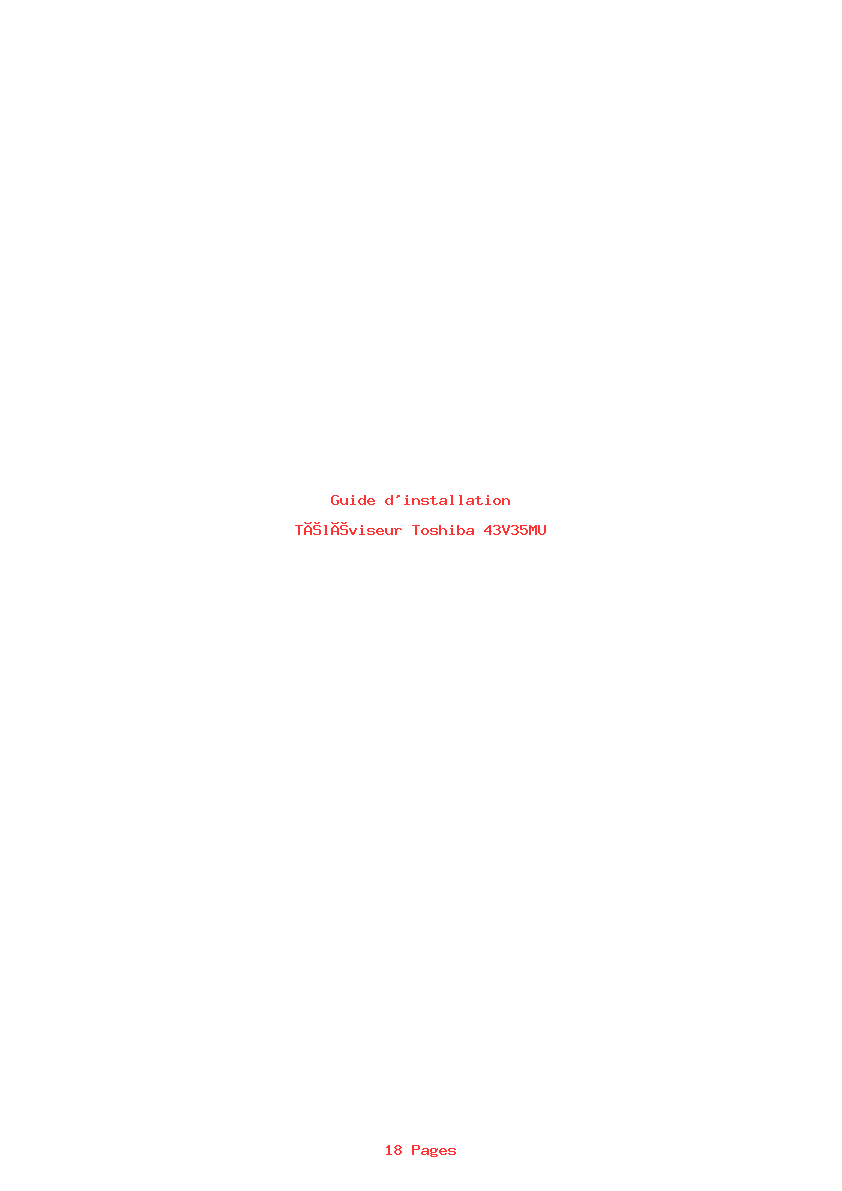 Page 1 de la notice Guide d'installation Toshiba 43V35MU