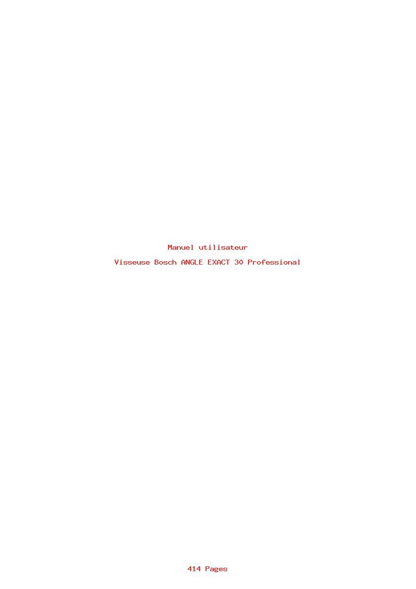 Page 1 de la notice Manuel utilisateur Bosch ANGLE EXACT 30 Professional