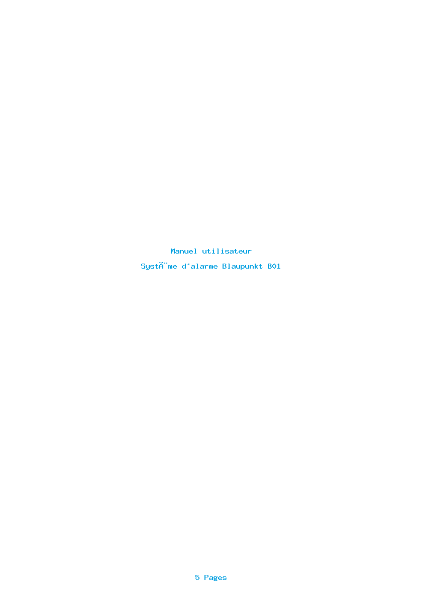 Page 1 de la notice Manuel utilisateur Blaupunkt B01