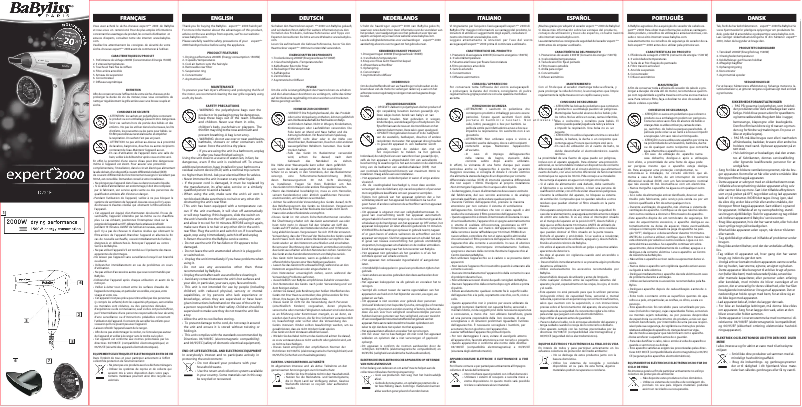Page 1 de la notice Manuel utilisateur BaByliss D221E Expert Plus 2000