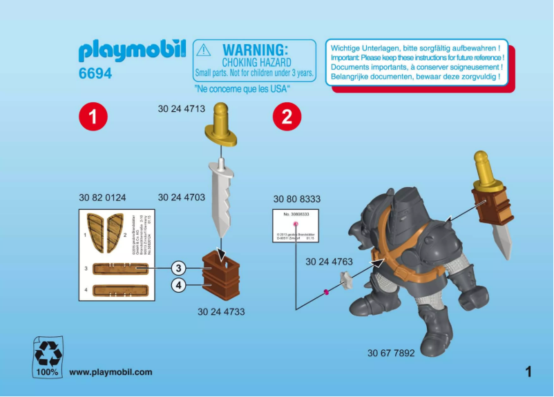 Página 1 del manual Manual de usuario Playmobil Super 4 Black Colossus