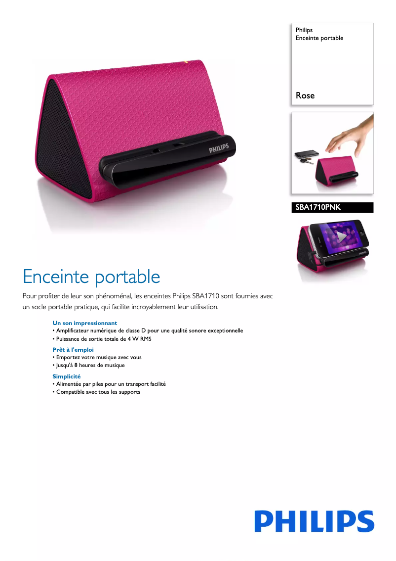Página 1 del manual Ficha técnica Philips SBA1710