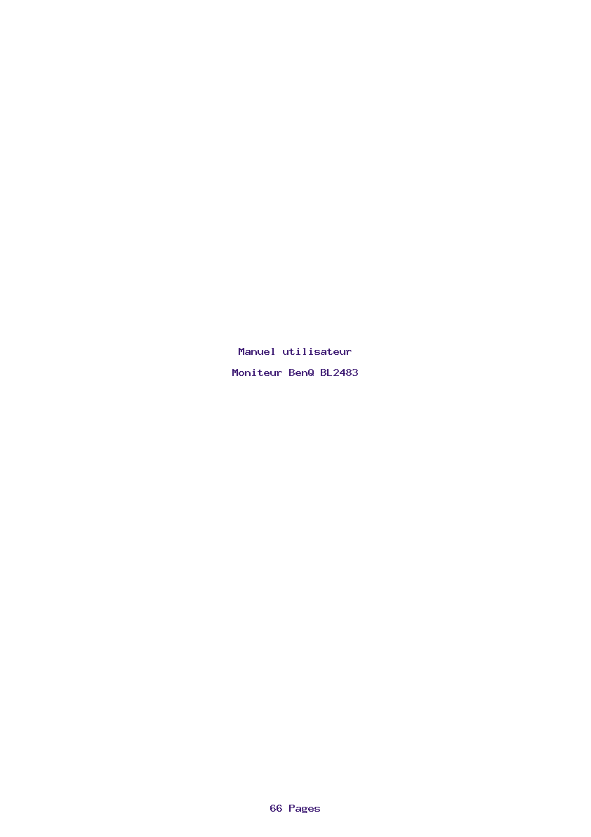Page 1 de la notice Manuel utilisateur BenQ BL2483