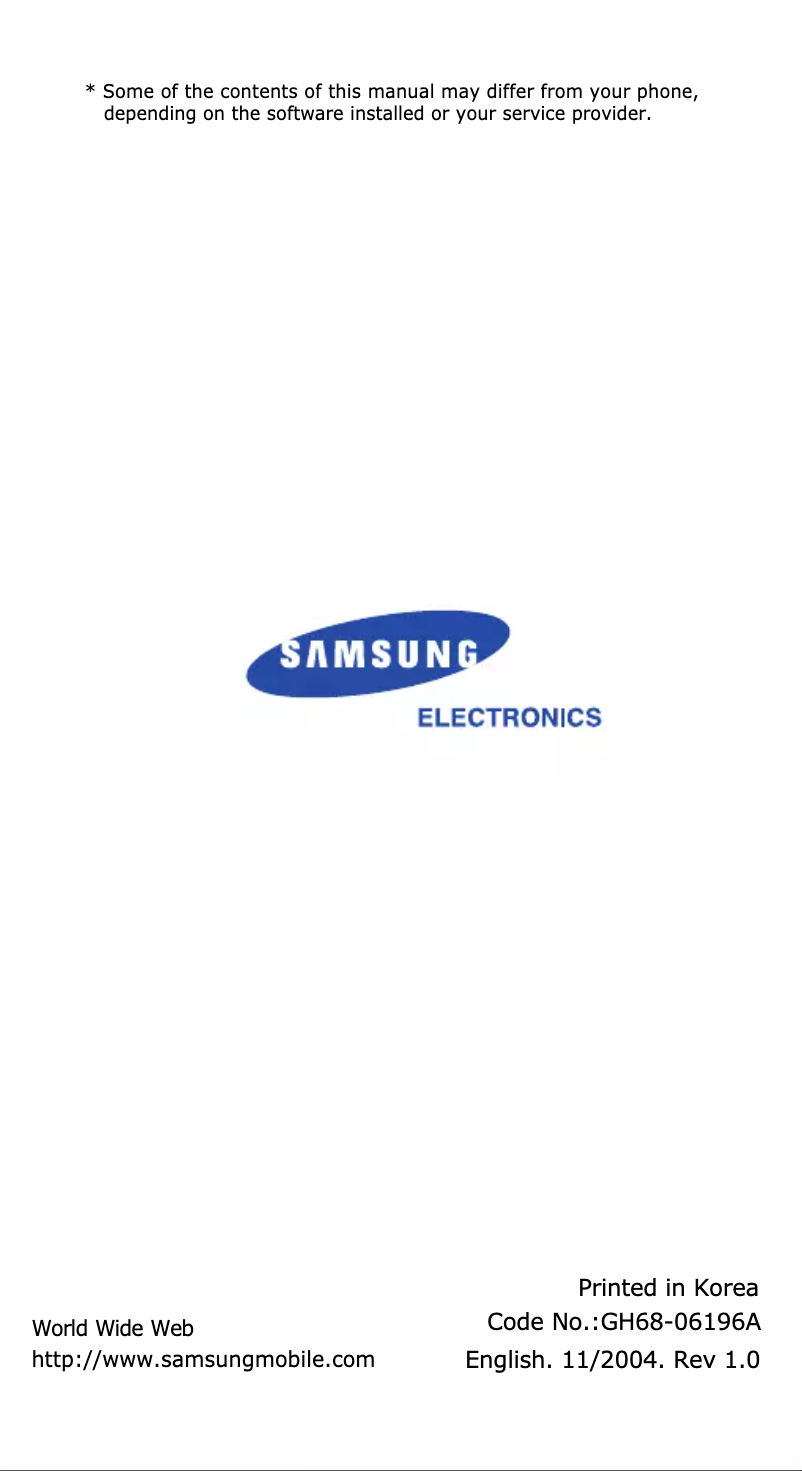 Page 1 de la notice Manuel utilisateur Samsung SGH-E610