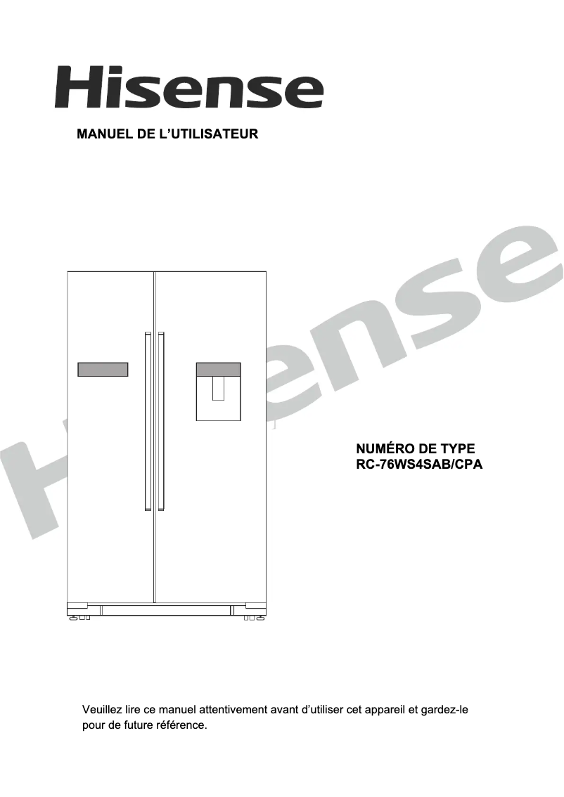 Page 1 de la notice Manuel utilisateur Hisense RS723N4WB1