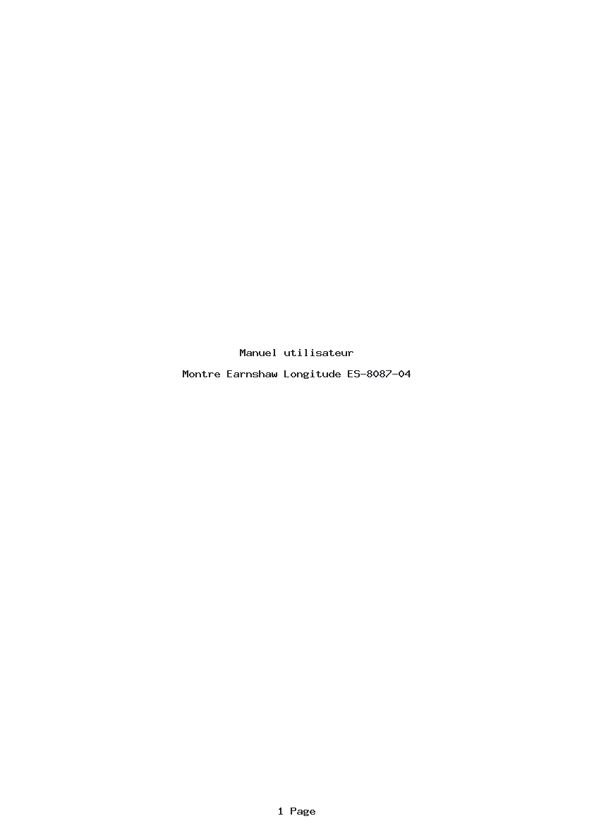 Page 1 de la notice Manuel utilisateur Earnshaw Longitude ES-8087-04