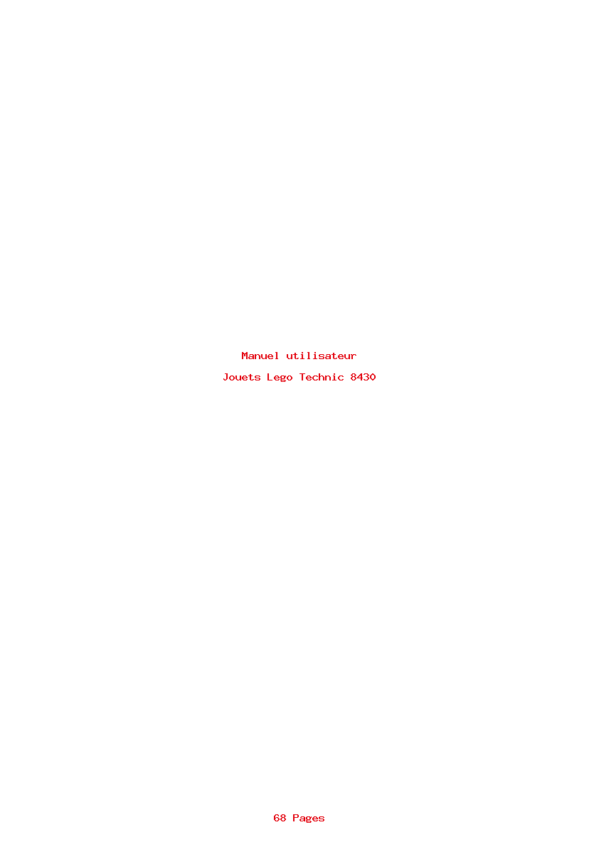 Page 1 de la notice Manuel utilisateur Lego Technic 8430