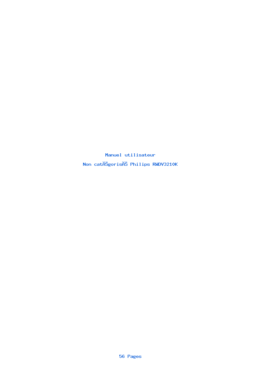 Page 1 de la notice Manuel utilisateur Philips RWDV3210K