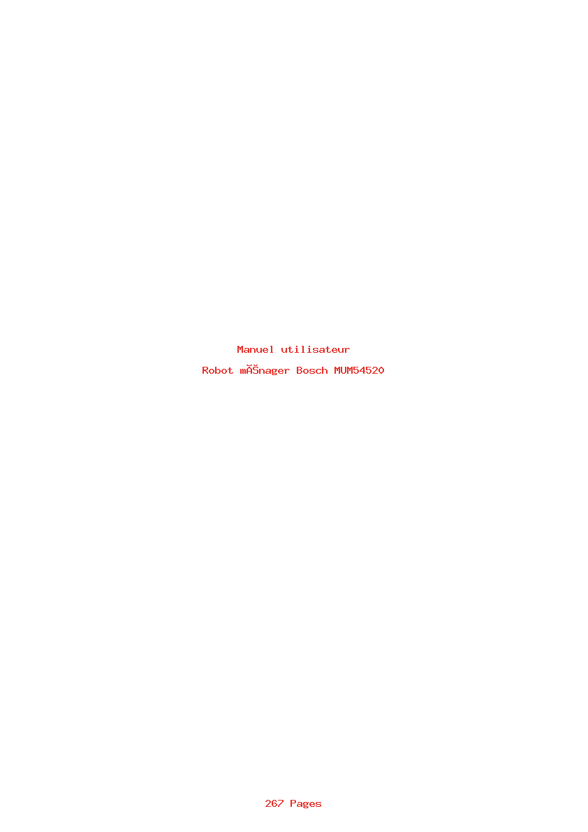 Page 1 de la notice Manuel utilisateur Bosch MUM54520