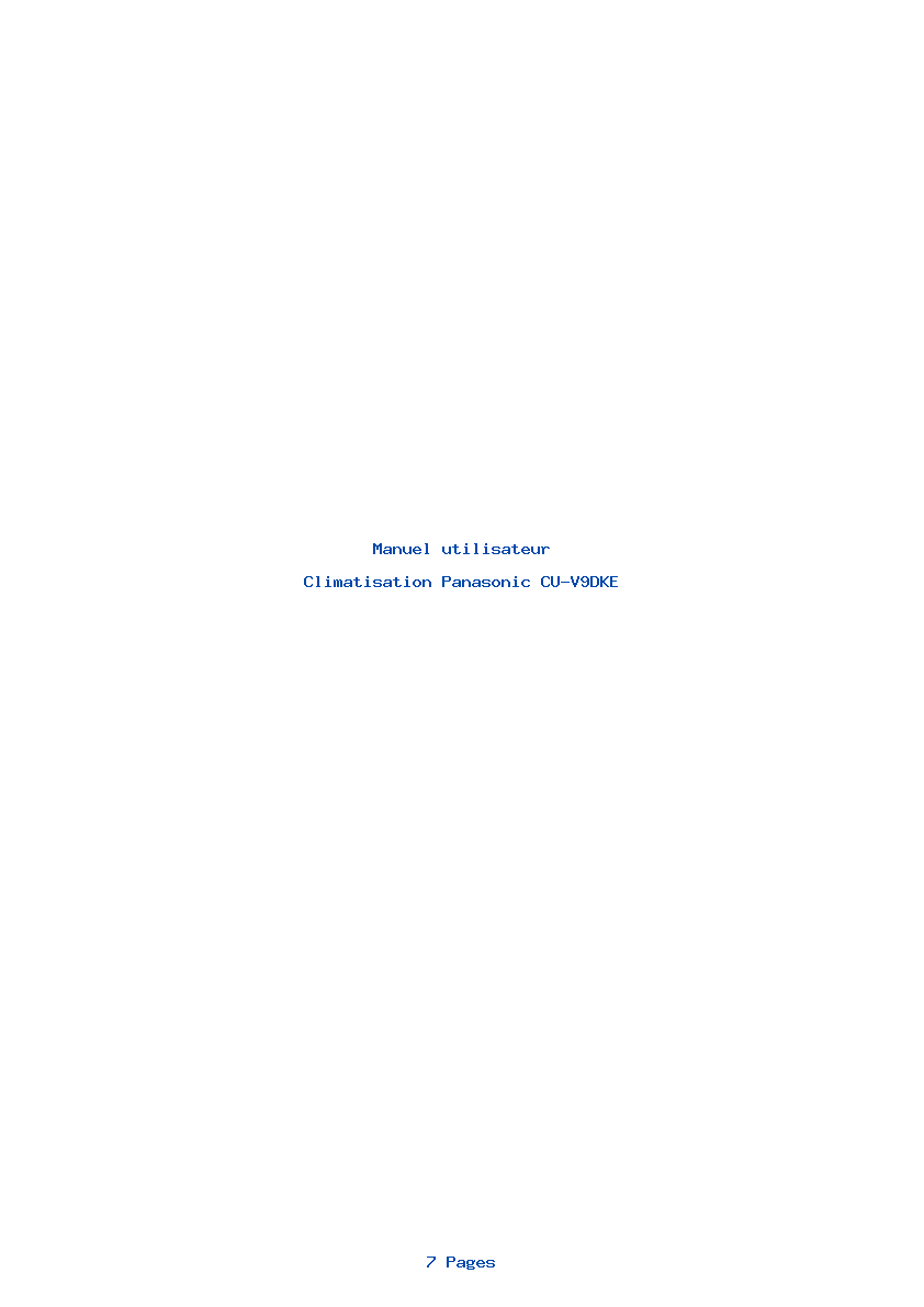 Page 1 de la notice Manuel utilisateur Panasonic CU-V9DKE