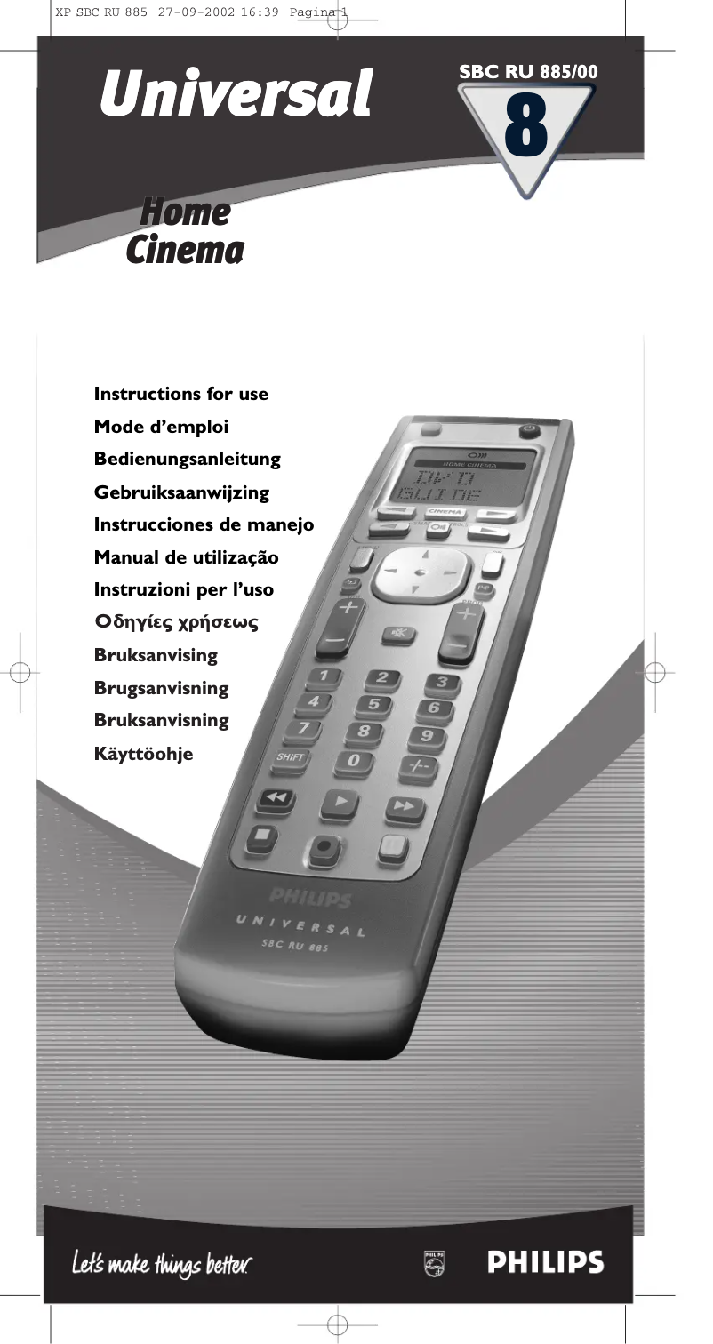 Page 1 of the manual Instruction Manual Philips SBC RU 885