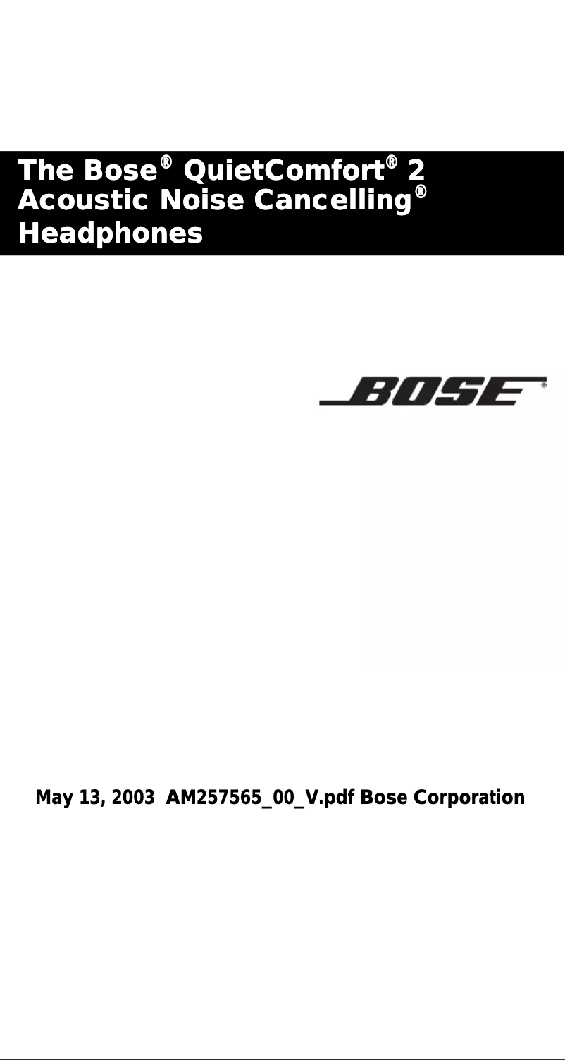 Page 1 of the manual User Manual Bose QuietComfort 2