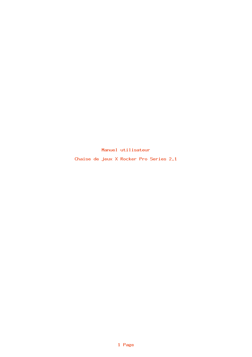 Page 1 de la notice Manuel utilisateur X Rocker Pro Series 2.1