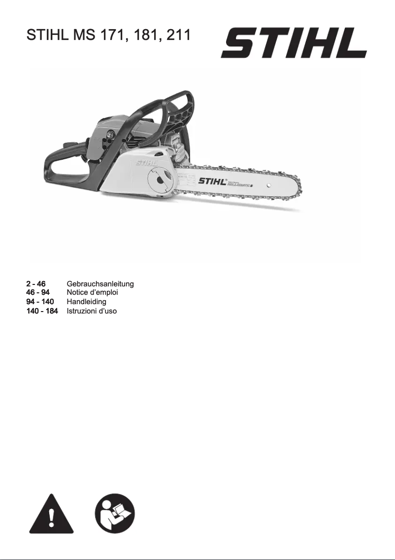 Page 1 de la notice Manuel utilisateur Stihl MS 211