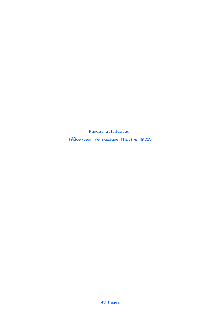 Page 1 de la notice Manuel utilisateur Philips WACS5