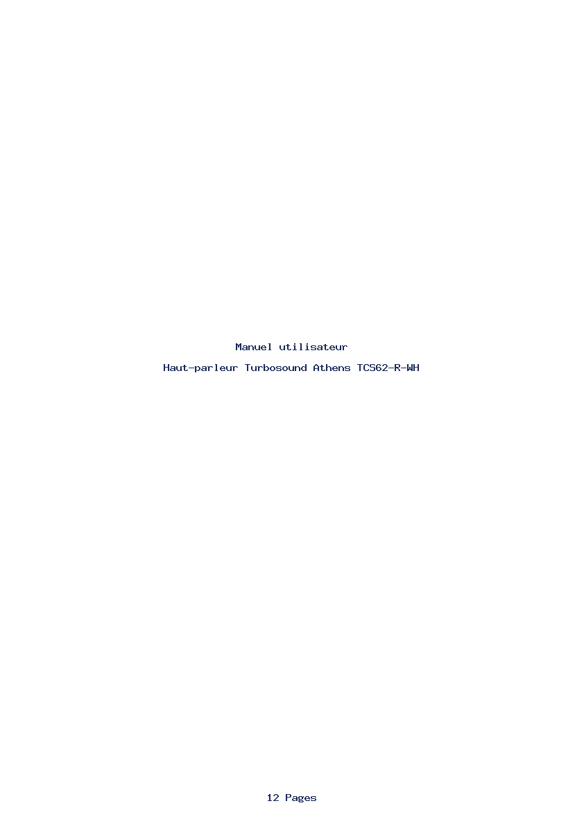 Page 1 de la notice Manuel utilisateur Turbosound Athens TCS62-R-WH
