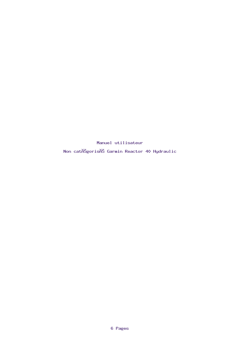 Page 1 de la notice Manuel utilisateur Garmin Reactor 40 Hydraulic