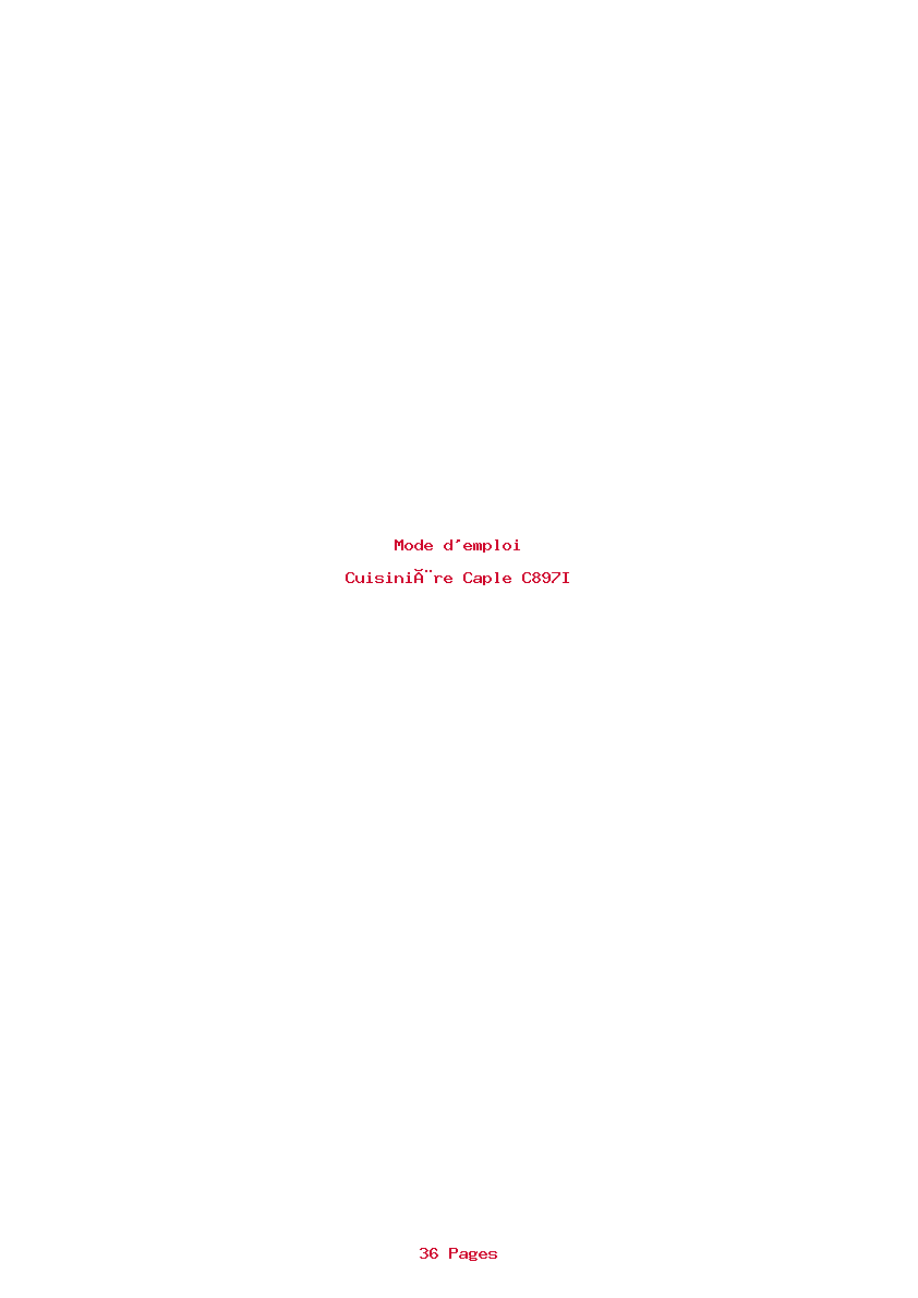 Page 1 de la notice Mode d'emploi Caple C897I