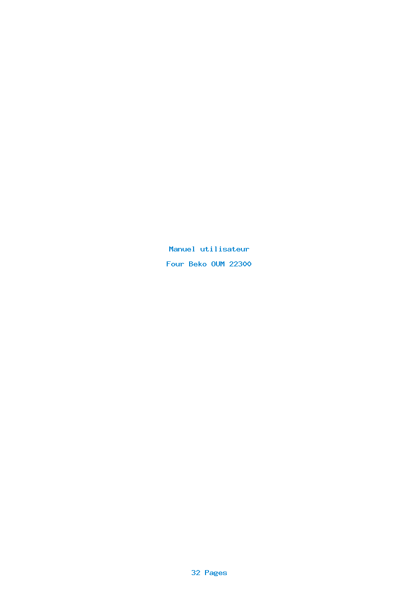 Page 1 de la notice Manuel utilisateur Beko OUM 22300