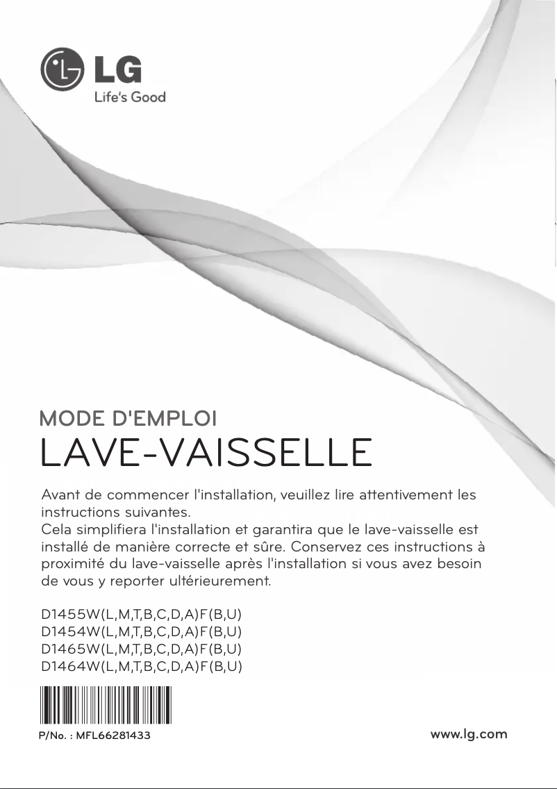 Page 1 de la notice Manuel utilisateur LG D1454CF