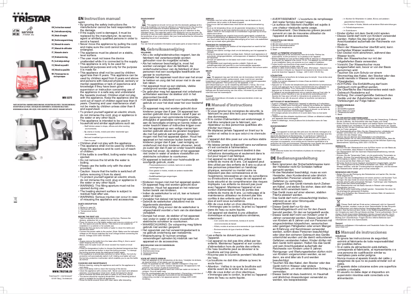 Page 1 of the manual User Manual TriStar WK-3375