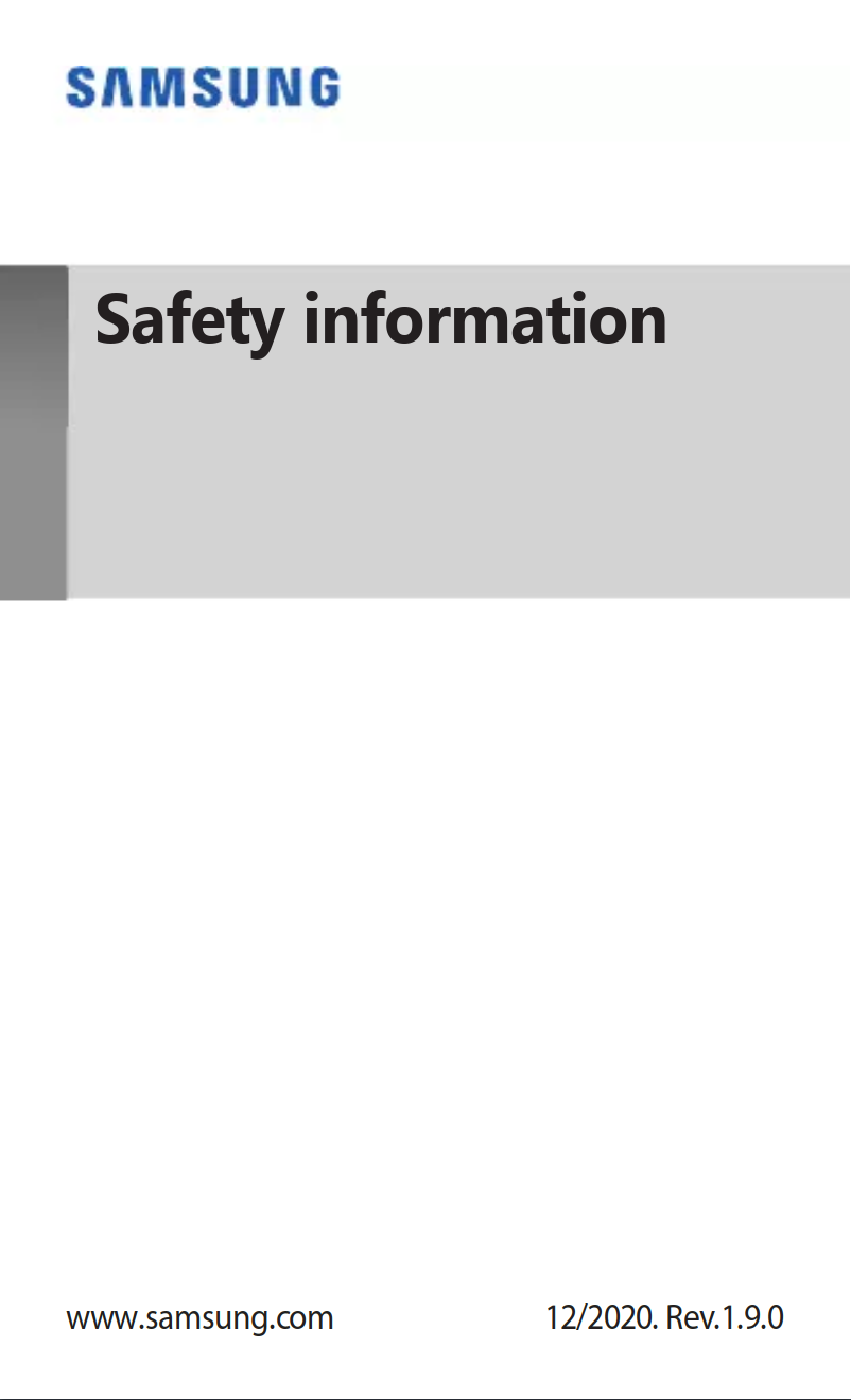 Page 1 de la notice Instructions de sécurité Samsung Galaxy S21 5G