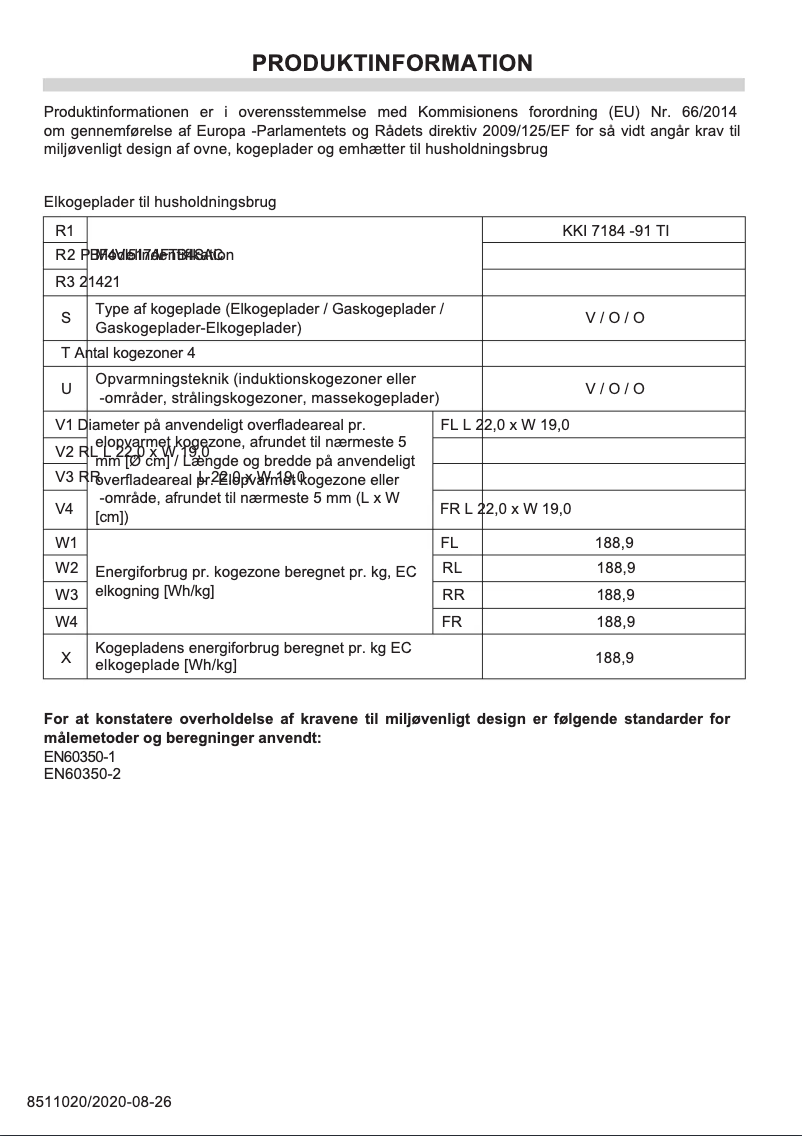Page 1 de la notice Label énergétique Gram KKI 7184-91 TI