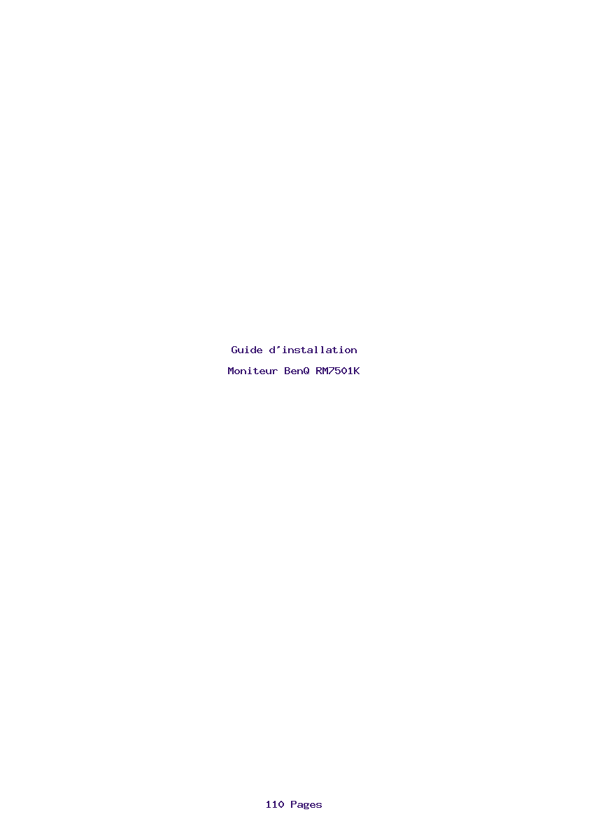 Page 1 de la notice Guide d'installation BenQ RM7501K