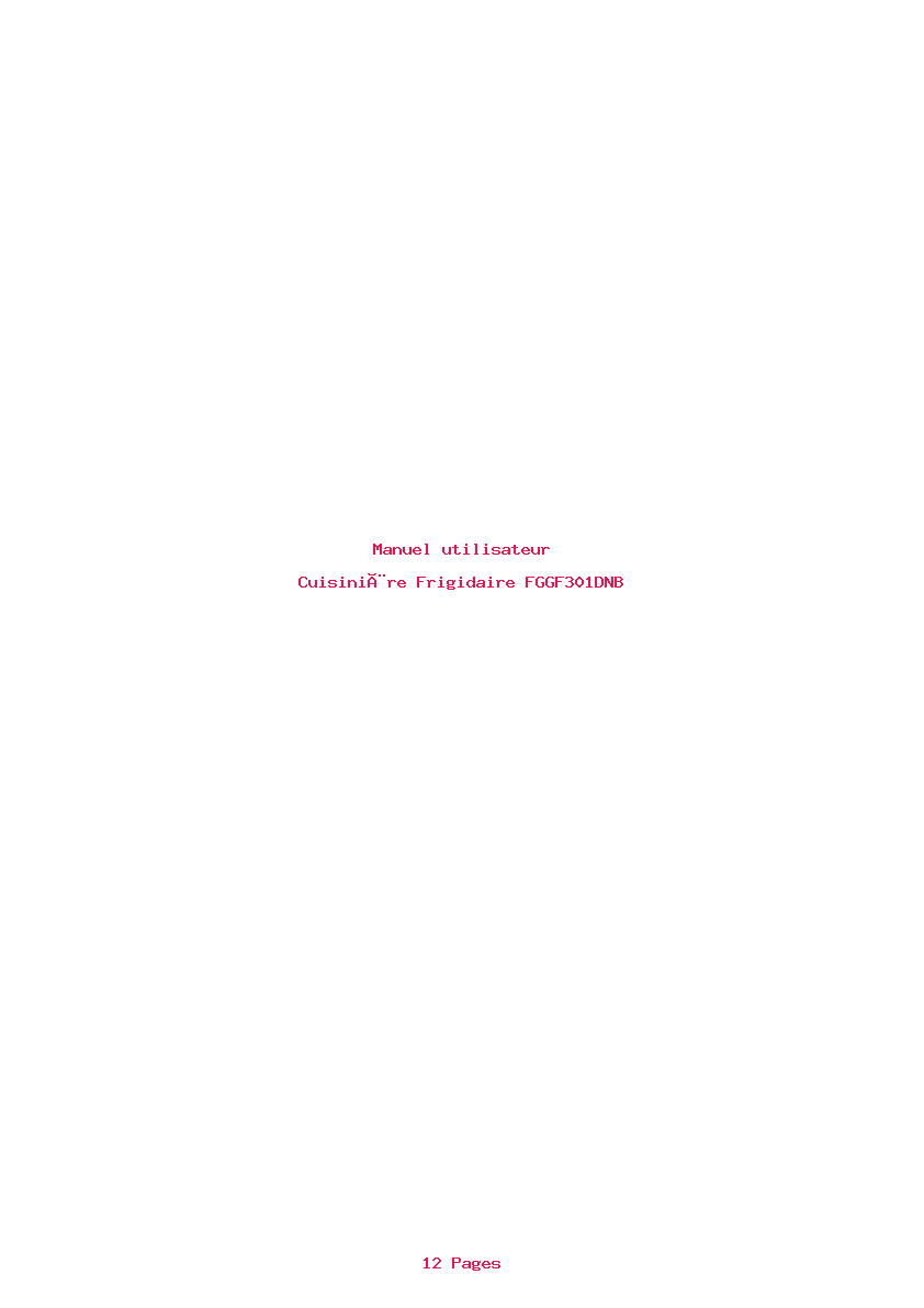 Page 1 de la notice Manuel utilisateur Frigidaire FGGF301DNB