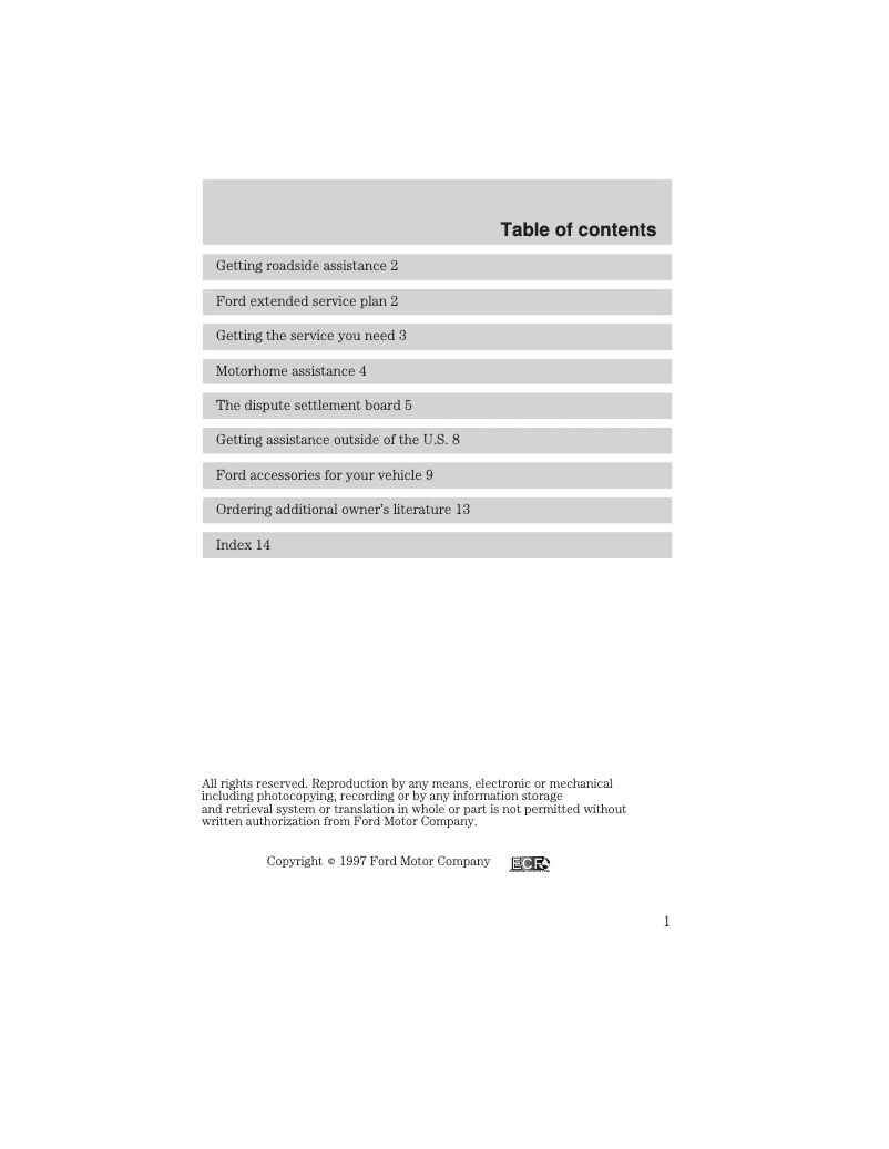 Page 1 of the manual User Manual Ford E-350 (1998)