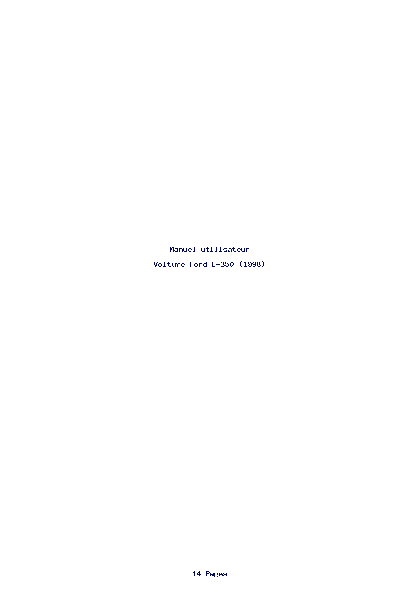 Page 1 de la notice Manuel utilisateur Ford E-350 (1998)
