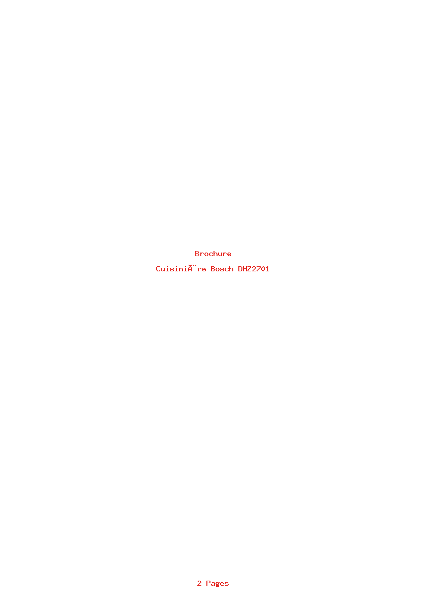 Page 1 de la notice Brochure Bosch DHZ2701