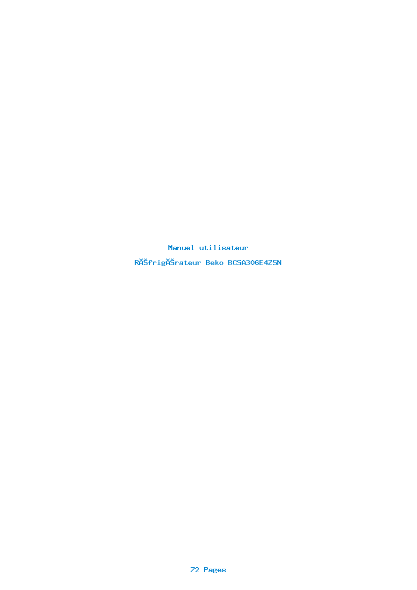Page 1 de la notice Manuel utilisateur Beko BCSA306E4ZSN