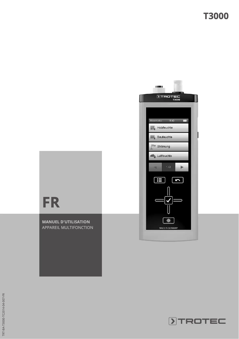 Page 1 de la notice Manuel utilisateur Trotec T3000